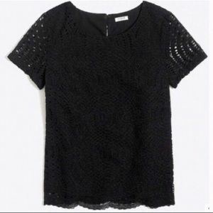 Black Lace Overlay J. Crew Top